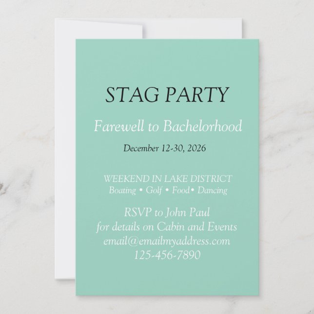 Bold and stylish STAG PARTY Invitation (Front)