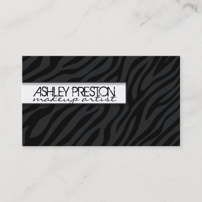 Bold and Stylish Zebra Print Business Card (Front)