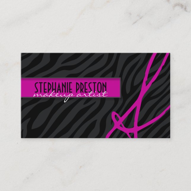 Bold and Stylish Zebra Print Business Card (Front)