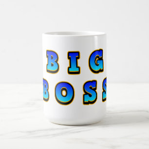 Bold and Vibrant Big Boss Text in Dynamic Blue Coffee Mug