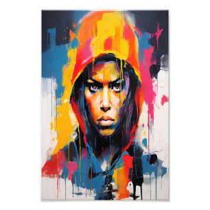 Bold and Vibrant Rebel Portrait – Abstract Art Photo Print