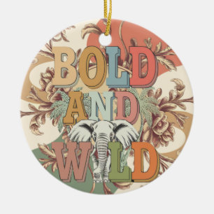 Bold and Wild Retro Elephant Ceramic Tree Decoration