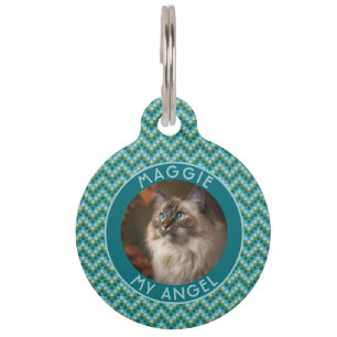 Bold Animal Lover Gift Chevron Checkers Pet Tag
