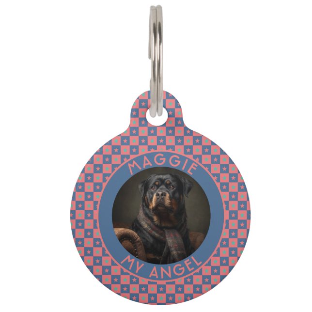 Bold Animal Lover Gift Square Pattern Pet Tag (Front)