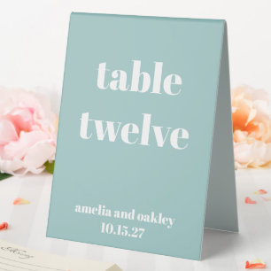 Bold Aqua Blue Retro Custom Wedding Number