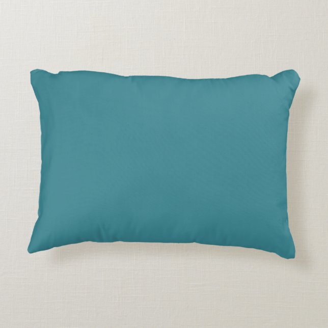 Bold Aqua Solid Colour Pairs Satin Rolling Surf Decorative Cushion (Back)
