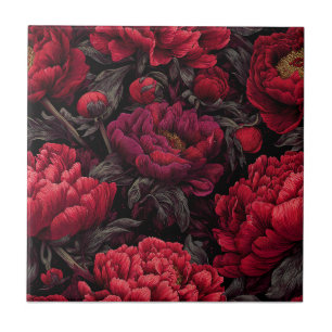 Bold Art Deco Peonies Tiles For Stylish Entry
