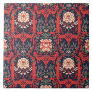 Bold Art Nouveau Floral Elegance Tile