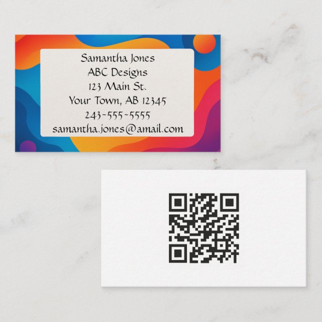 Bold, Artistic, & Whimsical QR Code Business Card (Front/Back)