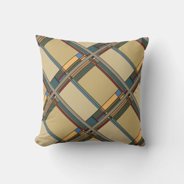 Bold Arts & Crafts Fall Geometric Pattern Cushion (Front)