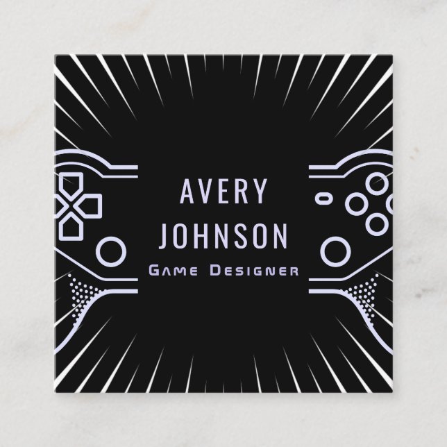 Bold Artsy Video Gaming Game Testing Joypad Modern Square Business Card (Front)