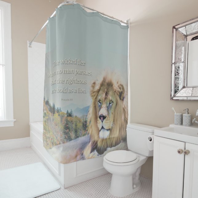 Bold as a Lion Shower Curtain (In Situ)