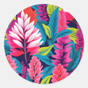 Bold Astilbe Floral Pop Art Pattern Classic Round Sticker