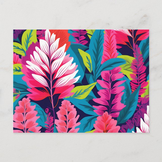Bold Astilbe Floral Pop Art Pattern Postcard (Front)