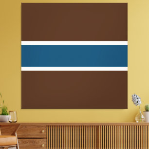 Bold Athletic Ocean Blue Deep Brown White Stripes Canvas Print
