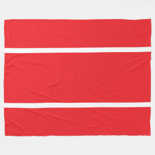 Bold Athletic Spaced White Stripes On Bright Red Fleece Blanket