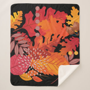 Bold Autumn Leaves Medley Sherpa Blanket