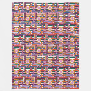 Bold Avant-Garde Retro Geometric Fleece Blanket