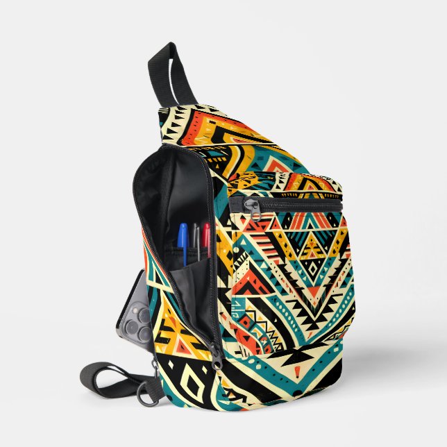 Bold Aztec Adventure  Sling Bag (Open)