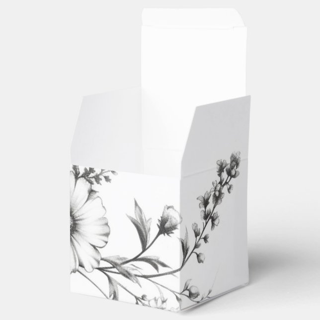 Bold B&W Wildflowers Favour Box (Opened)