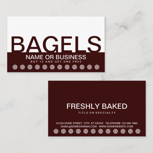 bold BAGELS customer loyalty card (Front/Back)