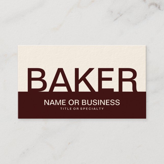 bold BAKER (colour customisable) Business Card (Front)