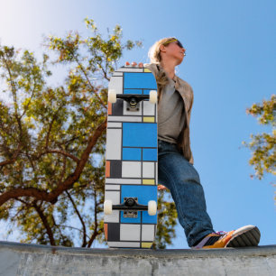 Bold Balance: Mondrian’s Art on Wheels Skateboard