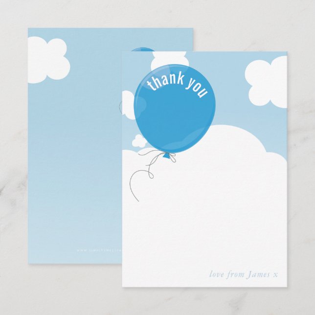 BOLD BALLOON cute thank you note blue sky Invitation (Front/Back)