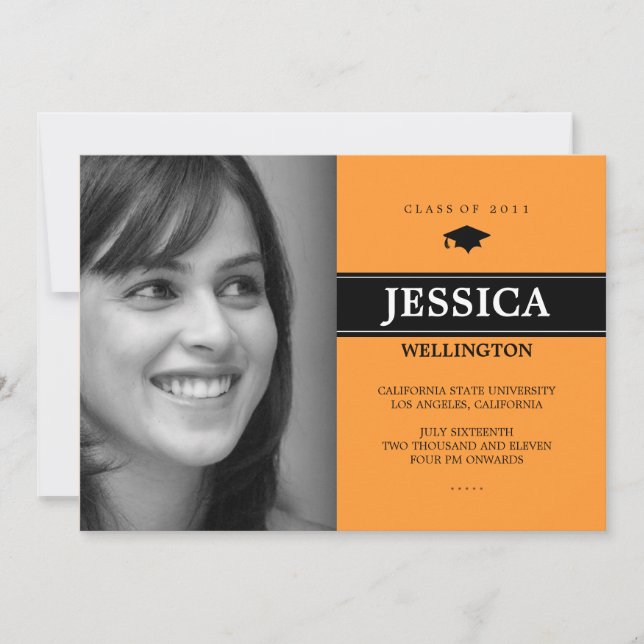 Bold Bar 1 Photo Graduation Announcement (Front)