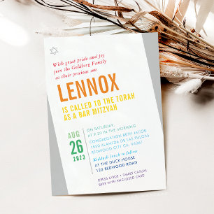 BOLD BAR MITZVAH bright modern angle colourful Invitation