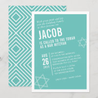 BOLD BAR MITZVAH simple modern angle mint white