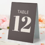 Bold Basic Brown Modern Reception Table Number<br><div class="desc">This wedding table tent in brown features bold, modern typography on a rich neutral background for clear, at-a-glance table identification. The folded, self-standing format sits neatly on reception tables and works well for weddings, rehearsal dinners, and formal celebrations. A simple, polished choice that pairs easily with modern stationery, signage, and...</div>
