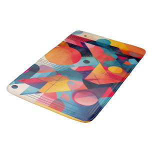 Bold Bauhaus-Inspired Abstract Geometric Bath Mat
