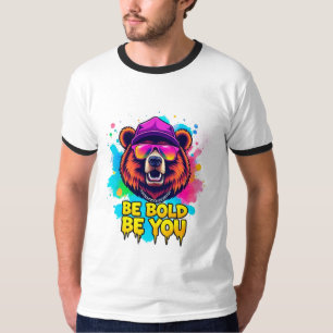 Bold Bear Illustration with Inspirational Slogan T-Shirt