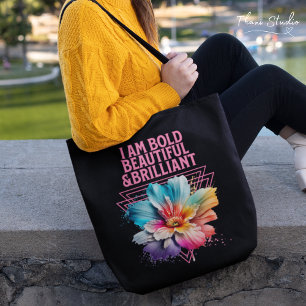 Bold Beautiful Brilliant Inspirational Woman Quote Tote Bag