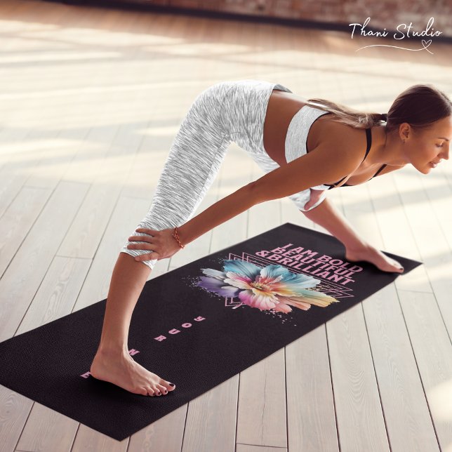 Bold Beautiful Brilliant Inspirational Woman Quote Yoga Mat (Creator Uploaded)