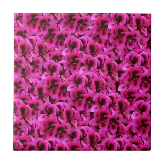 "Bold Beauty: Tight Magenta Geranium Flowers Tile (Front)