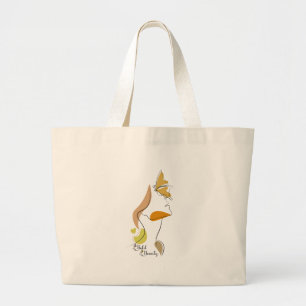 Bold Beauty Women Empowerment Face Line Art Quotes Large Tote Bag