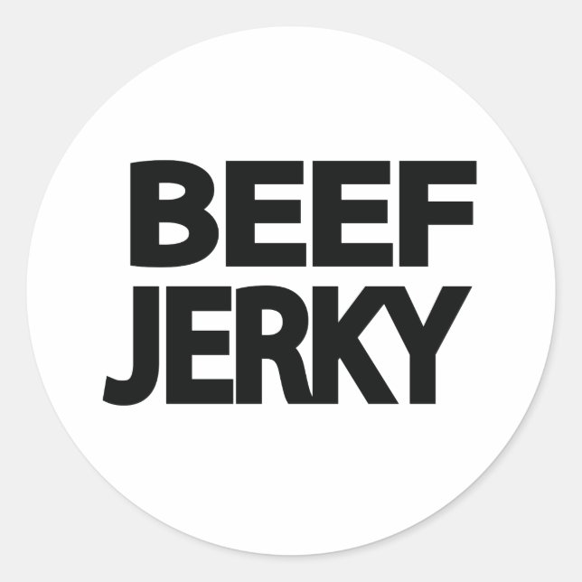 Bold Beef Jerky Typography  Classic Round Sticker (Front)