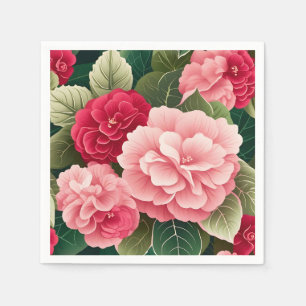 Bold Begonia Leaf and Flower Pattern Napkin