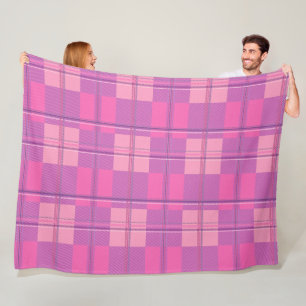 Bold Berry Purple Plaid Aesthetic Fleece Blanket