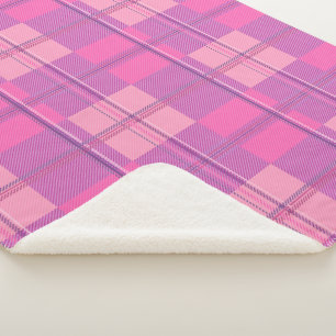 Bold Berry Purple Plaid Aesthetic Sherpa Blanket