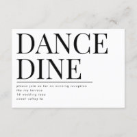 Bold Big Monogram DINE DANCE Reception Invite