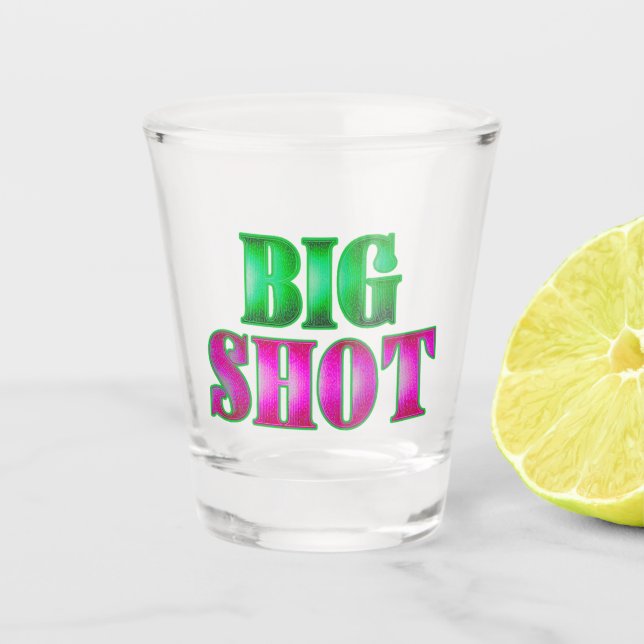 Bold “Big Shot” Green & Pink Shot Glass  (Front)