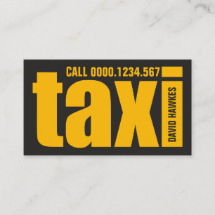 Bold Big TAXI Letters Striking Yellow Taxi Service Business Card