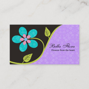 Bold big turquoise flower business cards template