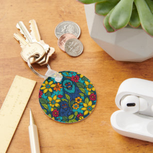 Bold Bigfoot Yeti Sasquatch Wildflower Flower Key Ring