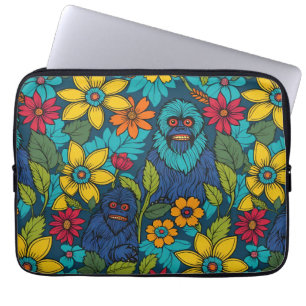 Bold Bigfoot Yeti Sasquatch Wildflower Flower Laptop Sleeve