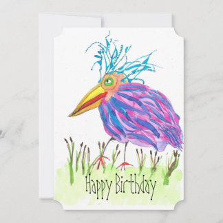 Bold Bird Watercolor Painting Flat Birthday Card 