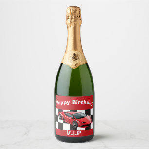 Bold Birthday Party Gift VIP Race Car Lover  Sparkling Wine Label
